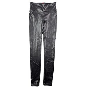SPANX Faux Leather Leggings Black High Waisted Shaping‎ Power Waistband Sz S/P